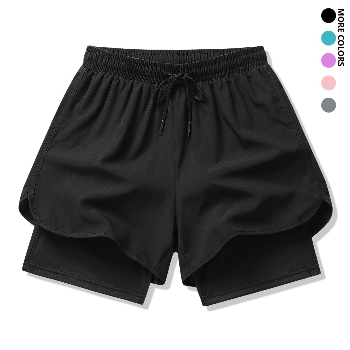 4-piece set: women’s summer shorts outfit with lining, drawstring, elastic waistband; suitable for outdoor sports, fitness, running, and casual wear; women’s shorts, summer bottoms.