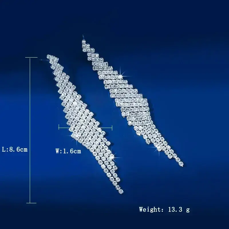 Fashion Long Tassel Crystal Drop Earrings for Women Shine Silver Color Rhinestone Dangle Earring Wedding Party Jewelry Fashion Long Tassel Crystal Drop Earrings for Women Shine Silver Color Rhinestone Dangle Earring Wedding Party Jewelry