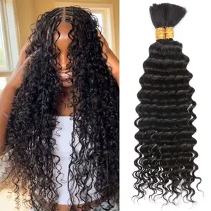[Wequeen] Deep Wave Braiding Human Hair Human Bulk Hair 16Inch 100G
