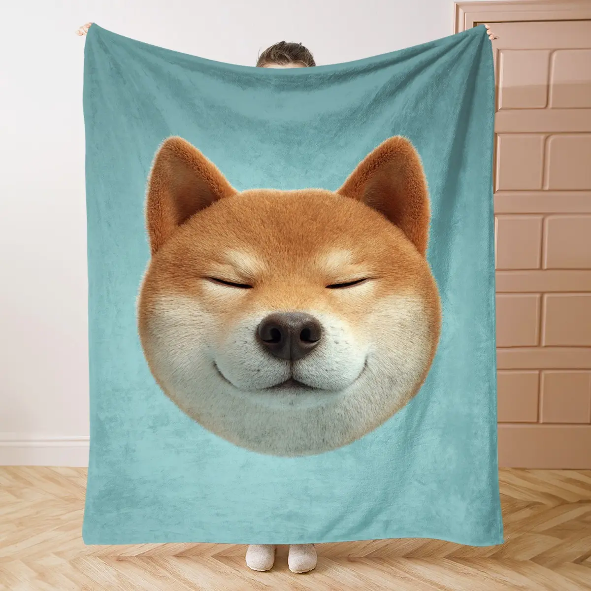 1PC Shiba InuPrint Flannel Blanket Beautiful and Comfortable Warm Nap Blanket for Sofa, Bed, Office, Car, Camping Travel Blanket, Home Decoration - Four Seasons Gift