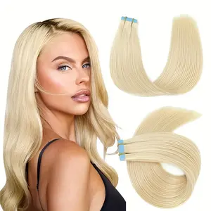 Tape in Hair Extensions Human Hair #613 20pcs 50g/pack Straight Seamless Weft Skin Invisible Thick Human Hair Tape in Extensions