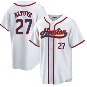 New Custom White Men's  Houston Baseball Jersey Stitched T-Shirt For Sports Fan