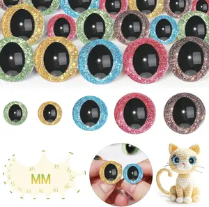 30pcs 20-30mm Glitter Cat Safety Eyes for Crocheting with Washers Crochet Safety Eyes for Amigurumi with Safety Eye Sizer Tool Safety Eyes for Crochet Doll Eyes for DIY Halloween Decoration