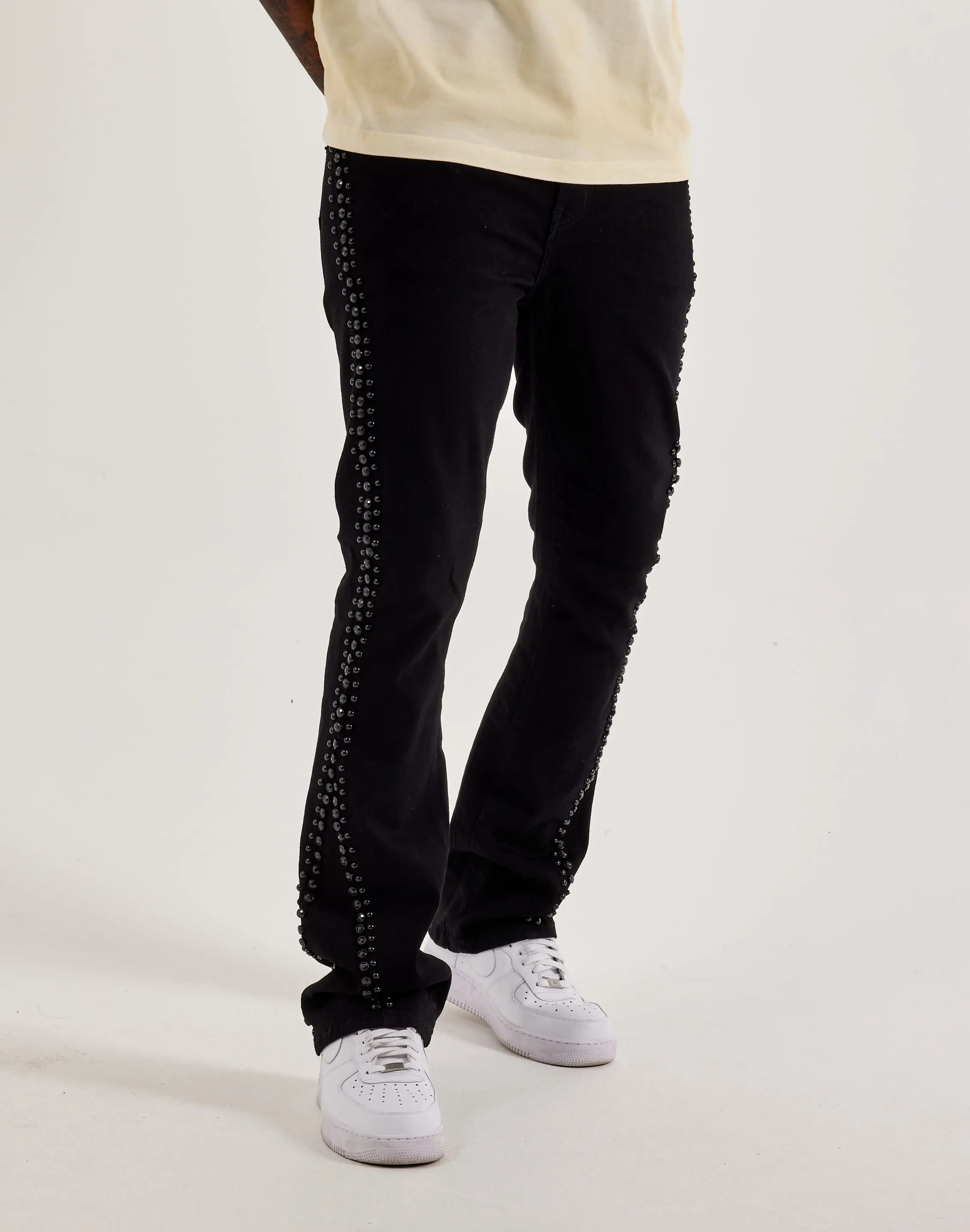 Mens Preme Studded Stacked Denim Jeans