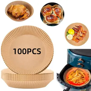 100 PCS Air Fryer Disposable Paper Liner, Round Air Fryer Paper Liners, Non-Stick, Oil-Proof, Food Grade Paper Liner for Baking Roasting Bakeware Utensils