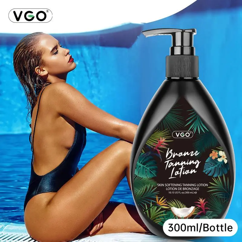VGO Bronze Tanning Lotion - Original Formula for Tanning and Skin Care Natural Coconut Oil Sunscreen Self Tanner Repair Sensitive Cosmetic