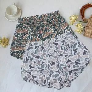 Camouflage print shorts, summer ladies daily wear bottoms, comfortable and breathable print shorts
