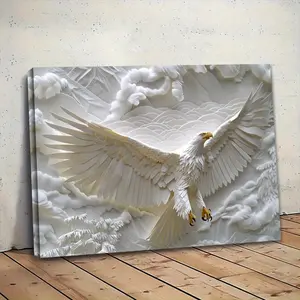 White Eagle Wood Frame Canvas Painting - Pattern Wall Art Decor for Living Room,Bedroom,Office,Kitchen,Dining Room  Bar  Artwork for Home Decoration
