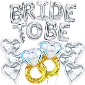 17-Piece Silver Bride to Be Balloon Set for Bachelorette & Bridal Shower Party Decor