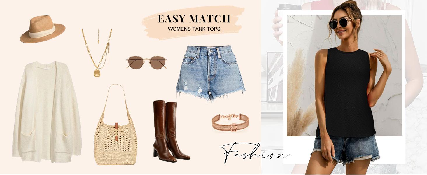 Zeagoo Live Tank Tops for Women Sleeveless Eyelet Shirts High Neck Cute Summer Top Loose Fit S-XXL