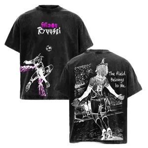 Shidou Ryusei Vintage Washed Oversized T-Shirt, Blue Lock Anime Graphic Tee, Heavyweight Cotton Streetwear Outfit, Unisex Casual Top, Perfect Anime Fan Gift