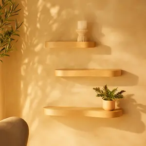 Set of 3 Wood Handmade Room Wall Shelf with Various Sizes Set of 3 24", 20", 16"W