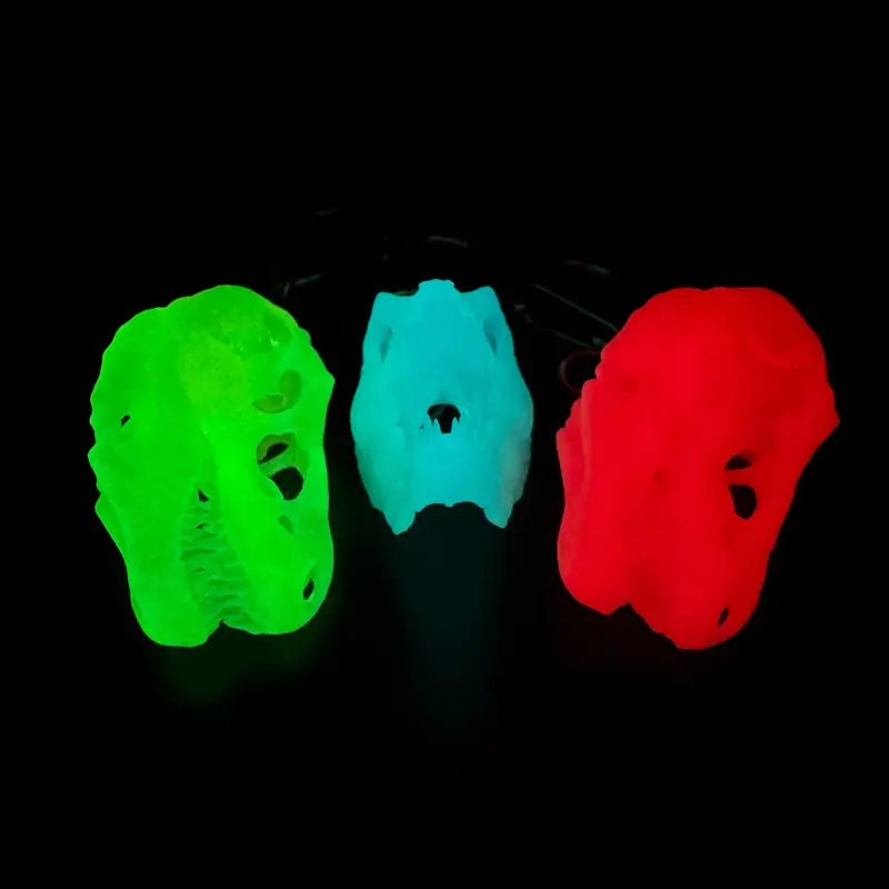 Glow in the Dark Tyrannosaurus Skull Keychain, Durable Resin Prehistoric Fossil - Collectible Tyrant King Gift for Dinosaur Enthusiasts