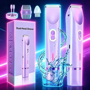Women's Electric Razor 2-In-1, Cordless Rechargeable Trimmer, Leg Hair Trimmer, Wet & Dry Use, Body Bikini Hair Remover, Abs Enclosure, 5v Power Consumption, Cordless Charging Trimmer