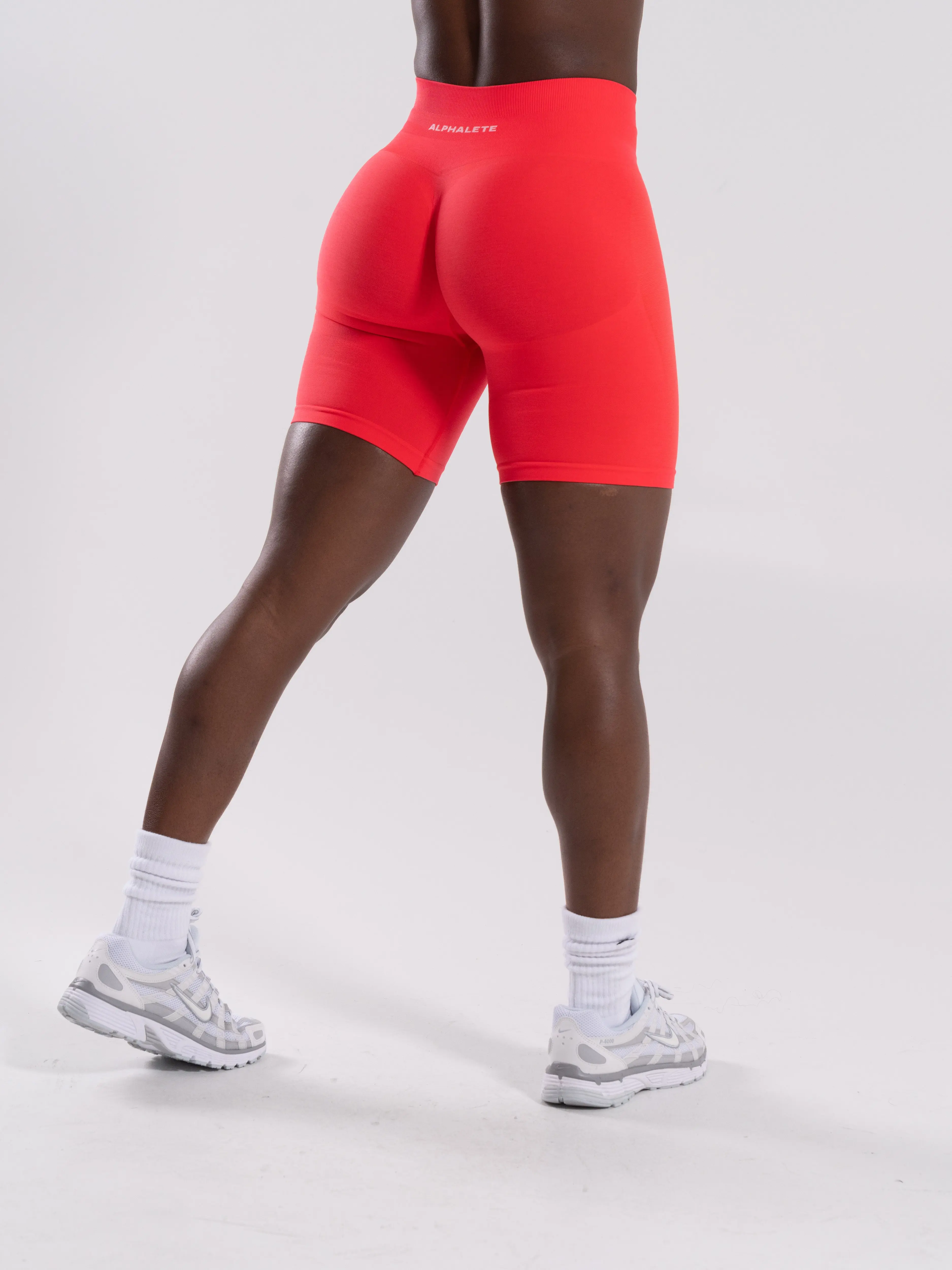 Pump Mid Rise Biker Short - Neon Red
