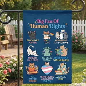 Big Fan Of Human Rights Garden Flag, Social Justice Lawn Decor, Kindness Quote Flag, LGBTQ+ Pride Lawn Decor, Equality Yard Sign
