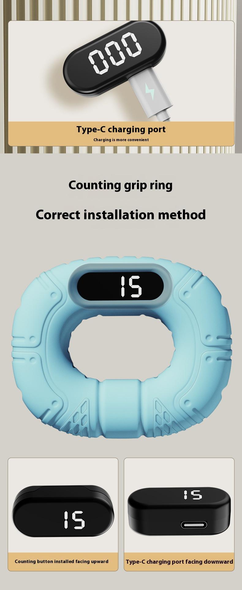 Smart silicone gripper to exercise finger strength grip ring connected to Bluetooth counting and page turning video grip ring