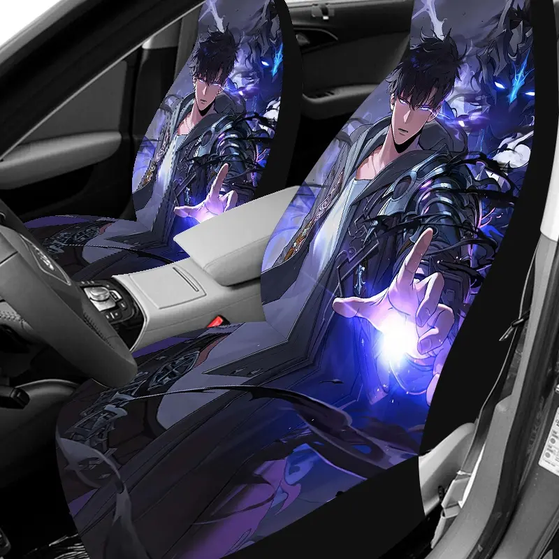 1 Set Sci-Fi Anime Character Futuristic Battle Armor Blue Energy Glow Universal Car Seat Covers, Automotive Seat Covers, Universal Fit 2pcs High-Back, Car Decor, Car Accessories, Easy Care Machine Washable Polyester, Christmas Gift for Friends