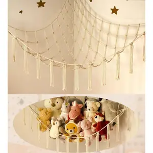 Stuffed Animal Storage Hammock or Net Corner - Large Hammock Net for Stuffed Animals Room Decor - Cute Stuff Animal Organizer Plush Holder - Nursery Essentials Wall Bedroom Home Decor