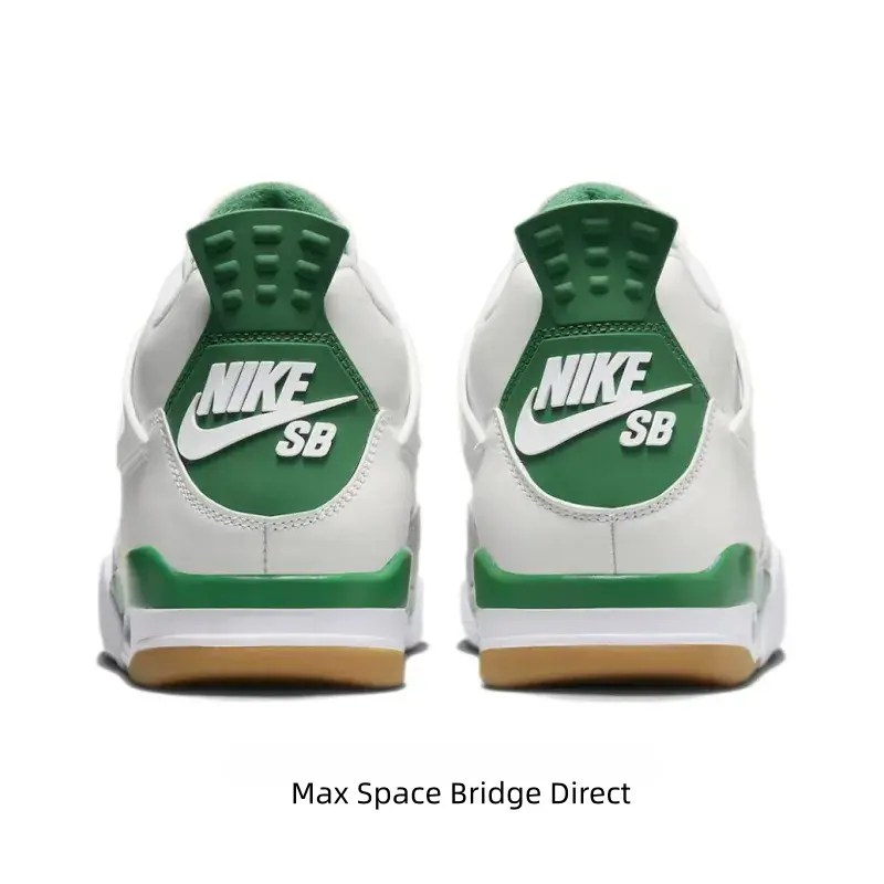 White and Green Suede-Mesh Mid-Top Basketball Shoes