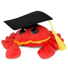 DOLLIBU Polyester Soft Plush Graduation Stuffed Toy - 6" Big Eye Red Crab with Softness