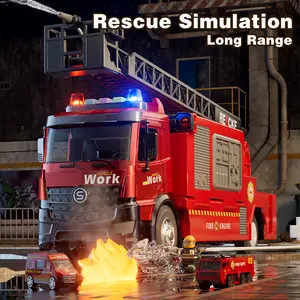 Fire Truck Catapult Car With 6 Carts, transport car With Fire Sprinkler Hose, With Sound And Light, Super Cool Boys Toys, Suitable For Children Over 3 Years Old Gifts, Christmas Gifts, Halloween Gifts