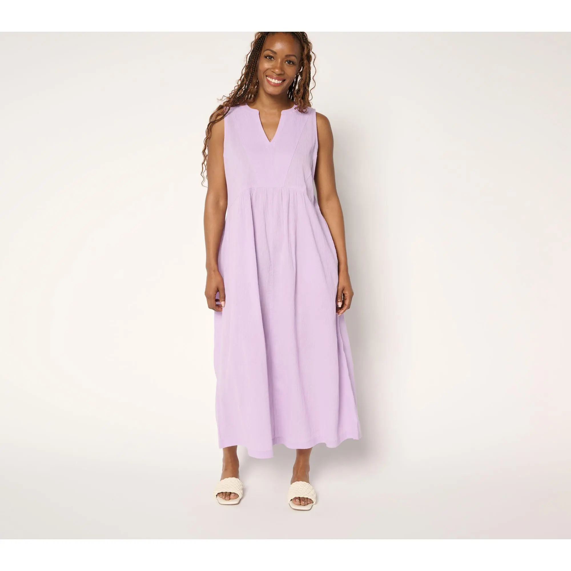 LOGO by Lori Goldstein Beach to Street Petite Cotton Gauze Dress