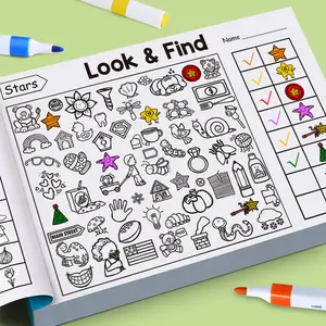 Interactive Look & Find Coloring Book (US & EU Safety Certified) Ages 3+ with 1000+ Pictures - Parent- Activity, Memory & Focus Game, Preschool/Kindergarten Learning, Christmas Gift, High-Resolution Print-Outs, Coloring Page, Flash Cards