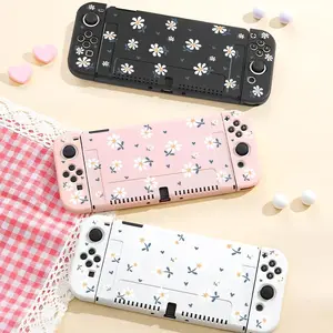 Fashion Flower Pattern Game Console Protective Case, Lightweight Full Coverage Protective Case, Game Console Protective Case for Switch OLED