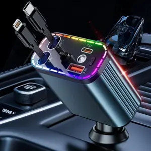 4 in 1 Retractable Car Charger  Car Charger USB  Fast Charging, Car Accessories, Car Adapter Travel Essentials Gifts