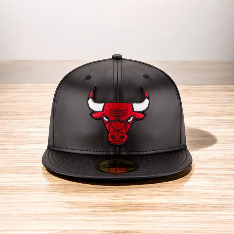 [70344042] Mens New Era NBA 59Fifty Faux Leather Fitted Cap Chicago Bulls