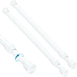 2 count Small Tension Curtain Rod 12 to 20 Inch,White Short Curtain Rods No Drilling,Loaded Expandable Spring Curtain Rods for Kitchen,Closet,Cupboard,Door,Bookshelf