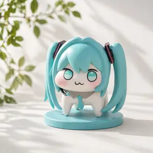 Hatsune Miku Chibi PVC Figure, Kawaii Anime Figure Desk Decor, Cute Cartoon Collectible Model Doll Gift for Anime Fans