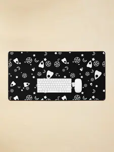 White Ouija Planchette, Moons, Stars, Pentacles Pattern Mouse Pad, Desk Mat Gaming Gear for Work Game Office Home, Gift for Friends