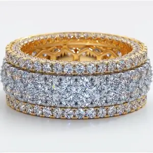 Exquisite Golden Round Wide Plate Ring - Full Zircon-Adorned Artificial Gemstone Jewelry, Ideal Anniversary Gift Item