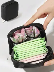Niche design mini sanitary napkin storage bag, travel storage bag, portable classification sanitary napkin storage bag, small and exquisite fashion all-match light color, gentle and suitable for daily commuting, traveling, etc.