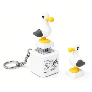 Seagull Mine Sound Button Keychain,Cute Push Button Noise Maker Keychain with Real Sound & LED Light, Funny Interactive Desk Stress Relief Toy Gifts  Party Favor (3/2/1 Pcs)