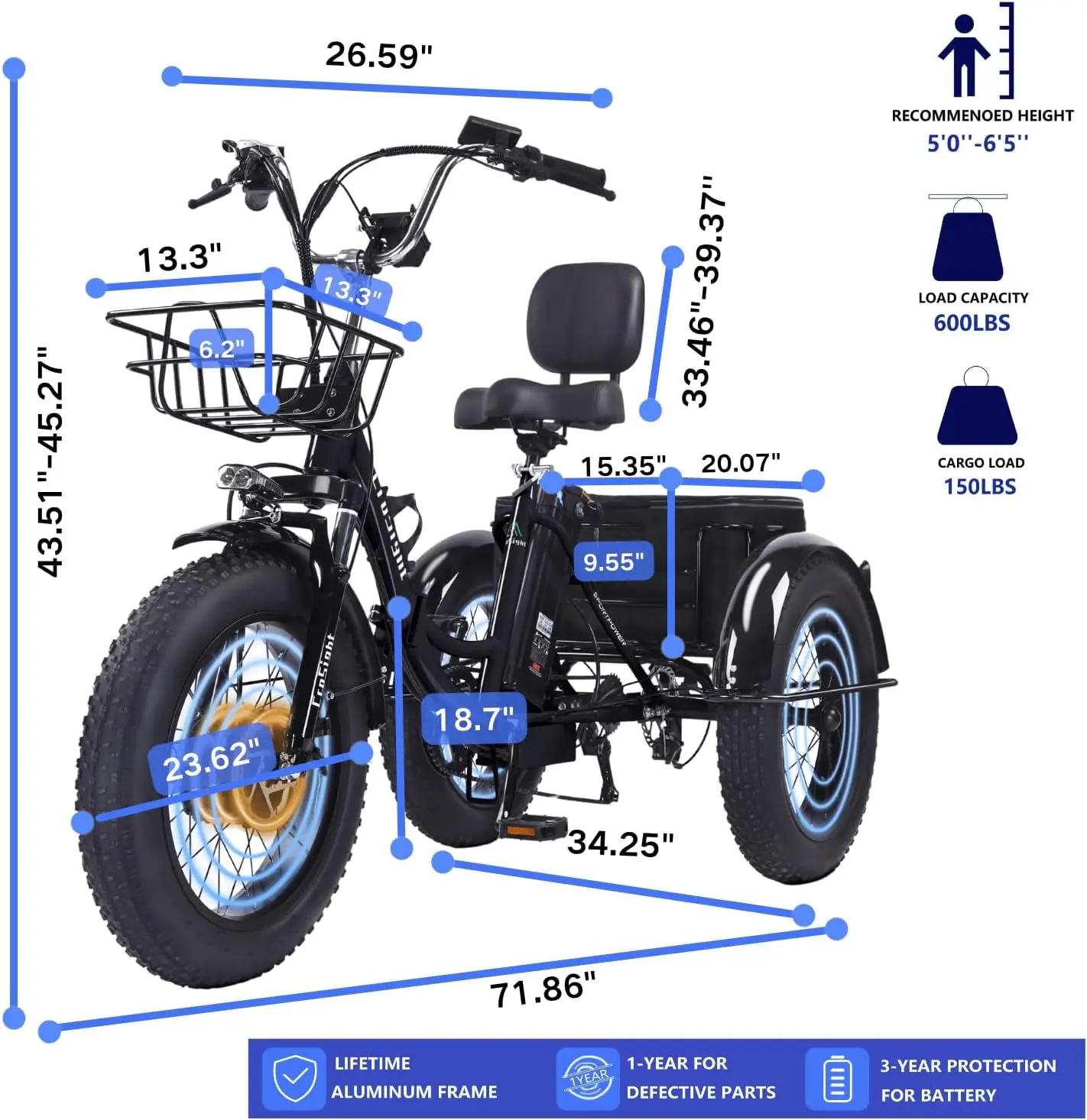 CroSight 2.0 Folding Electric Tricycle for Adults, Peak 1700W 48V CroSight 2.0 Folding Electric Tricycle for Adults, Peak 1700W 48V
