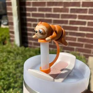 Sloth Straw Toppers and Charms for Stanley Tumbers & 9.5mm Straws with Durable PLA Design - Stylish, Beverage