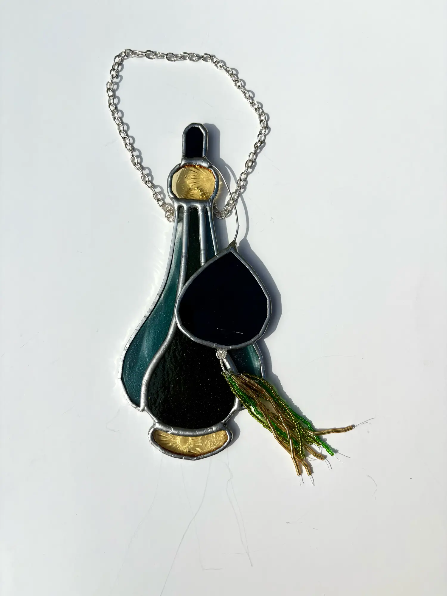 “Elixir of the Grove” — Stained Glass Perfume Bottle Suncatcher Hangable Decoration