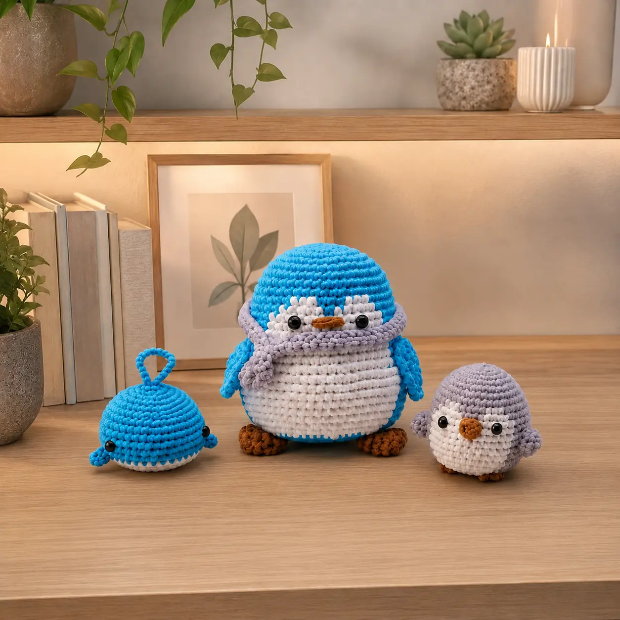 Beginner Crochet Kit – 3 Cute Animals (Penguin & Whale) DIY Craft Set with Step-by-Step Video Tutorial | Easy & Fun Handmade Gift for Kids & Adults
