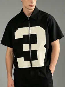 Men's Casual Short Sleeve Shirt, Slim-Fitting Plain Design, Oversized Streetwear, Perfect for Daily Wear, Dating, Gifts, Couples Fashion