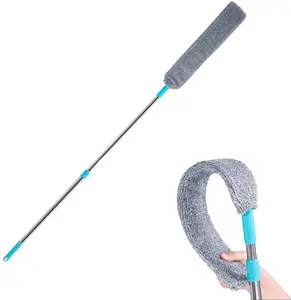 1set Household Handheld Duster Flexible Cobweb Cleaning Brush for Home Furniture Ceiling Fans and More for Homeowners Includes Handle and Washable Cloth