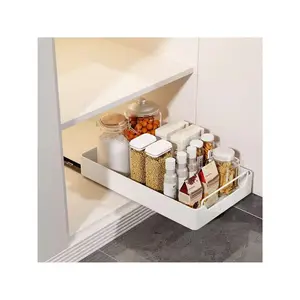 Slide Out Cabinet Organizer  Sliding Drawer Pantry Shelf With Damping Guide  Nylon Adhesive  Heavy Duty Slide Out Pantry Shelves For Bathroom  Kitchen 25cm