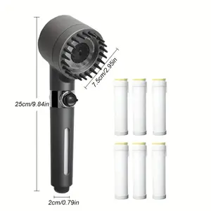 Handheld Shower High Pressure Three Modes Filtration System Six Filters Multifunctional Massage Home Bathrooms Hotel Apartments High Pressure Showerhead