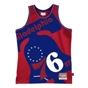 Mitchell & Ness Red NBA Philadelphia 76ers Big Face 2.0 Blownout Jersey
