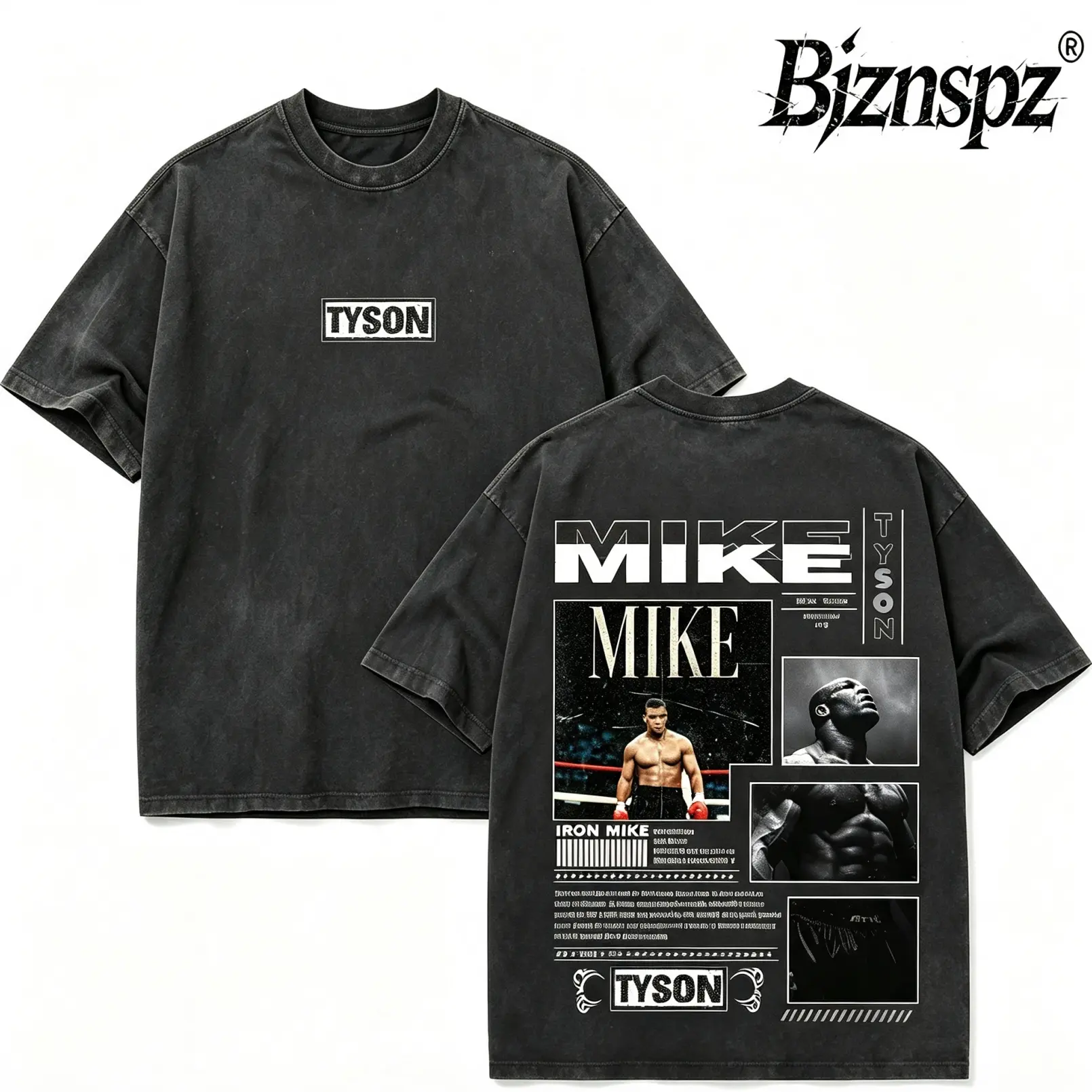 Mike Tyson Boxing Graphic T-Shirt, Vintage Acid Wash Tee, Heavyweight Oversized Pullover, TikTok Shop Sports Culture Streetwear Gift
