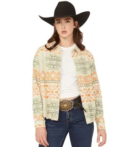 Rock & Roll Denim Women's And Southwestern Print Long Sleeve Button-Down Western - Bw52v05896