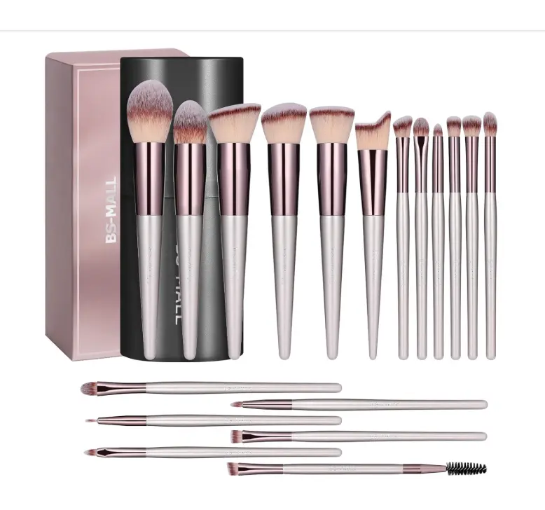 BS-MALL Makeup Brush Set 18 Pcs Premium Synthetic Foundation Powder Concealers Eye shadows Blush Makeup Brushes with black case