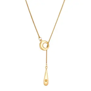 Adjustable Long Sweater Necklace Minimalist Luxury Design Fashion Elegant 18K Gold Plated Titanium Steel Women Accessories Gifts for Her